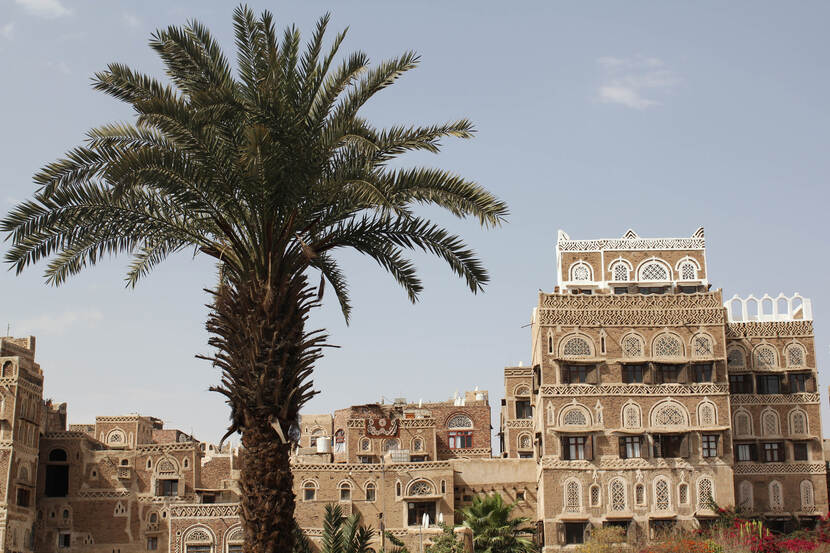 Een gebouw in Sana, Jemen